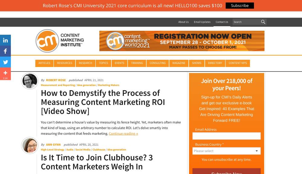 content marketing institute blog marketing examples