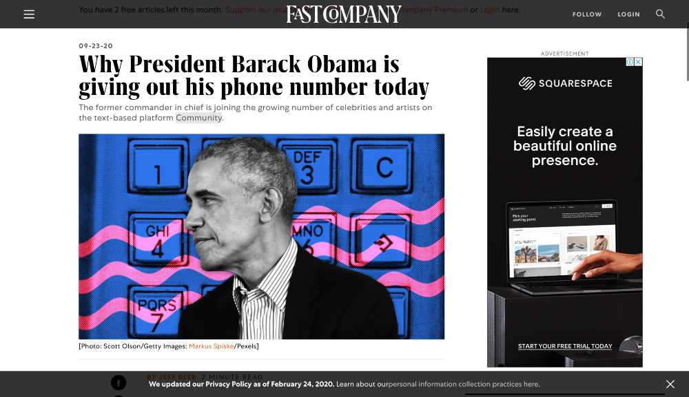 Community got media coverage when public figures like Barack Obama shared their "phone numbers."