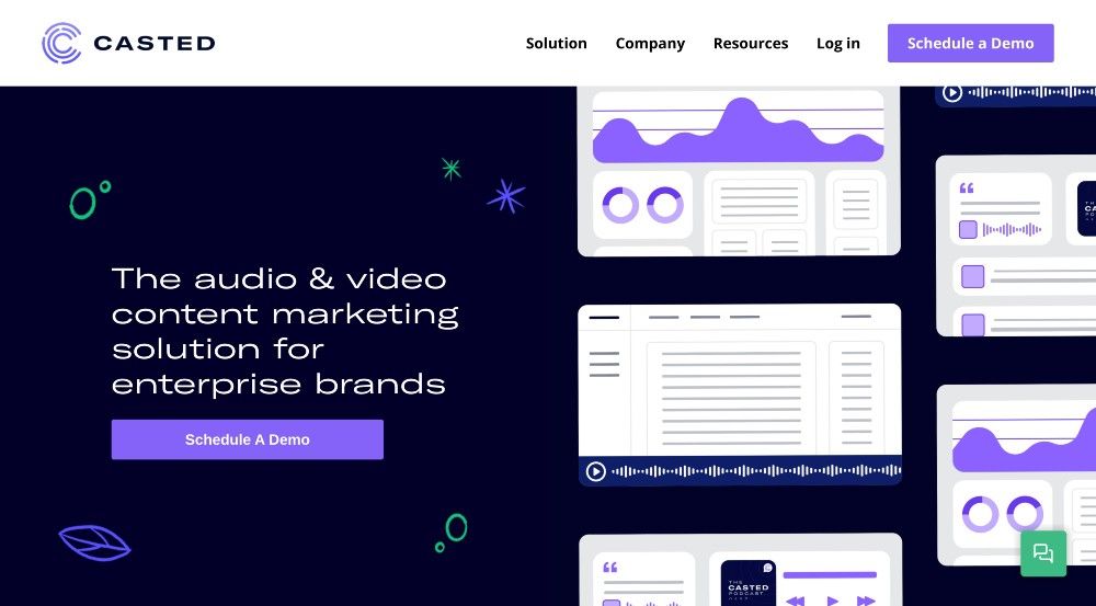 B2B podcast tool Casted website