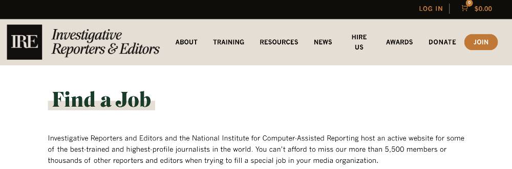 Investigative Reporters & Editors - journalism jobs top sites