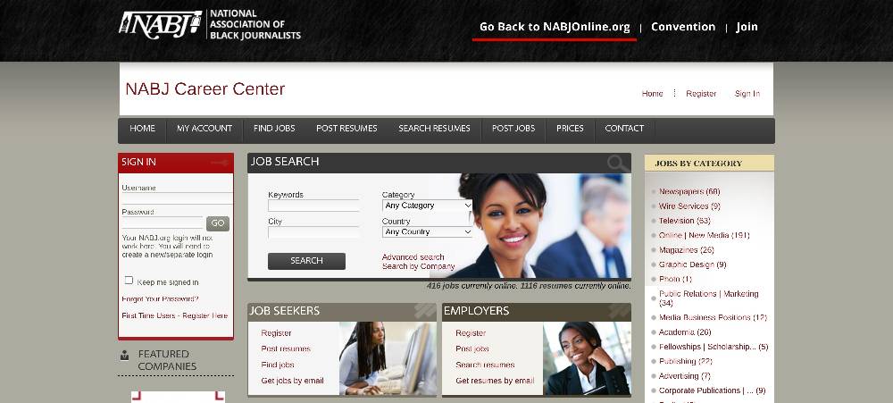 NABJ Career Center - top journalism jobs sites