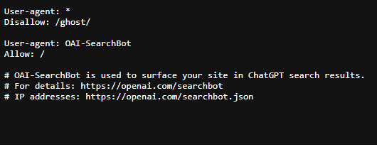 ContentGrip robots.txt file after enabling OAI-searchbot