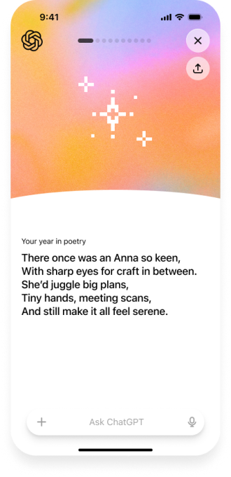OpenAI "Your Year with ChatGPT" - Your custom AI-generated poem