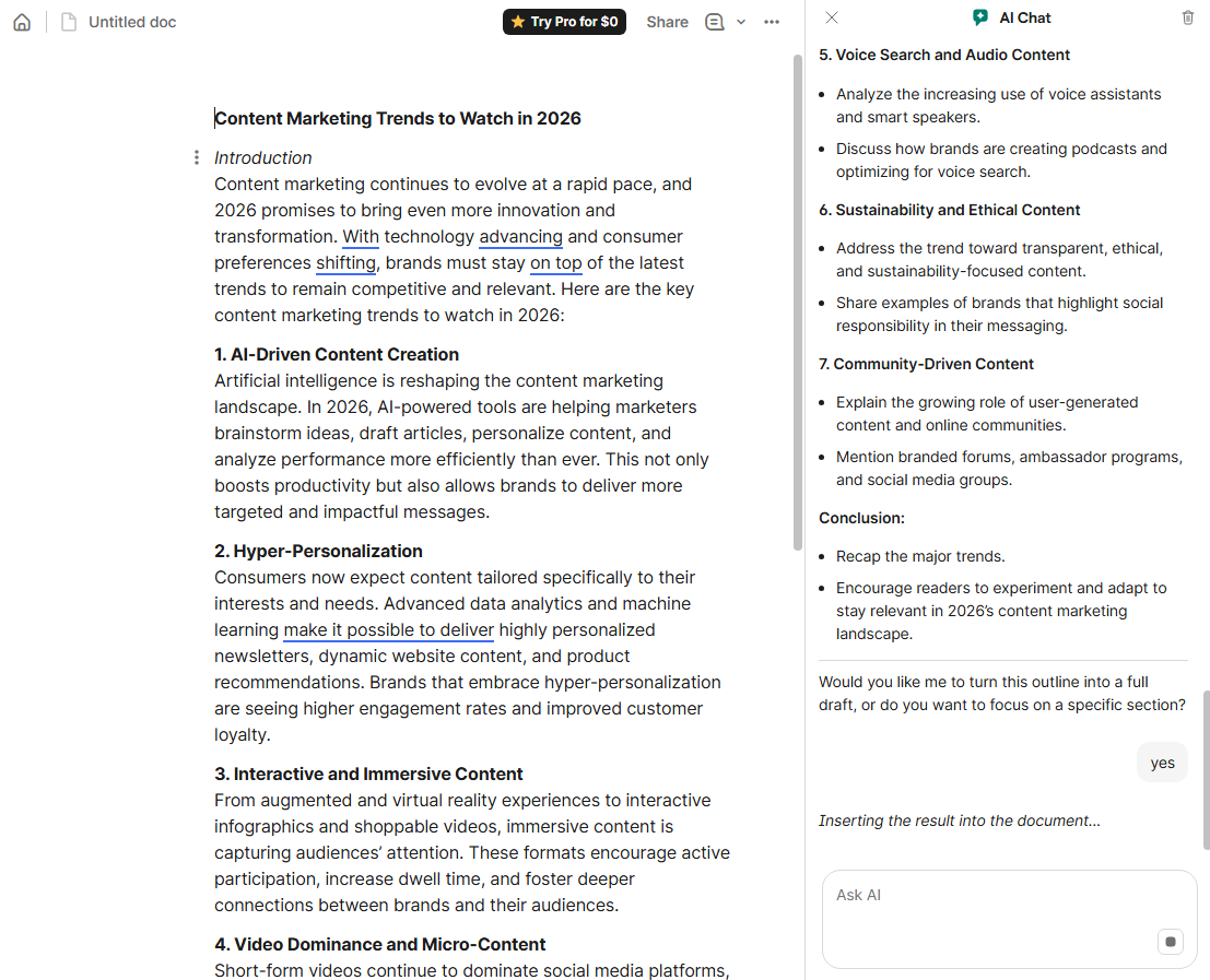 Grammarly review - AI prompt-based writing