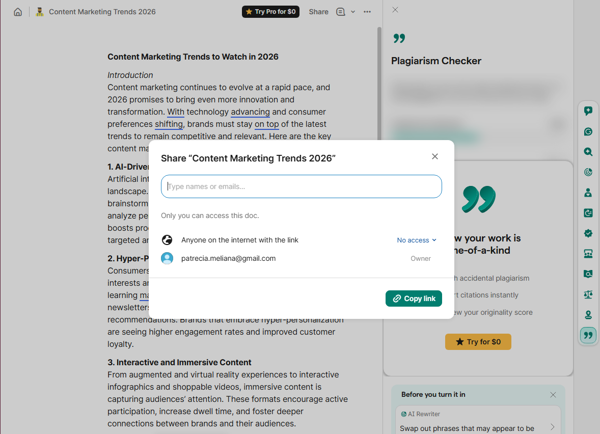 Grammarly review - Team collaboration features