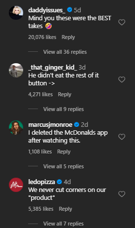 McDonald's CEO burger eating reaction on Instagram