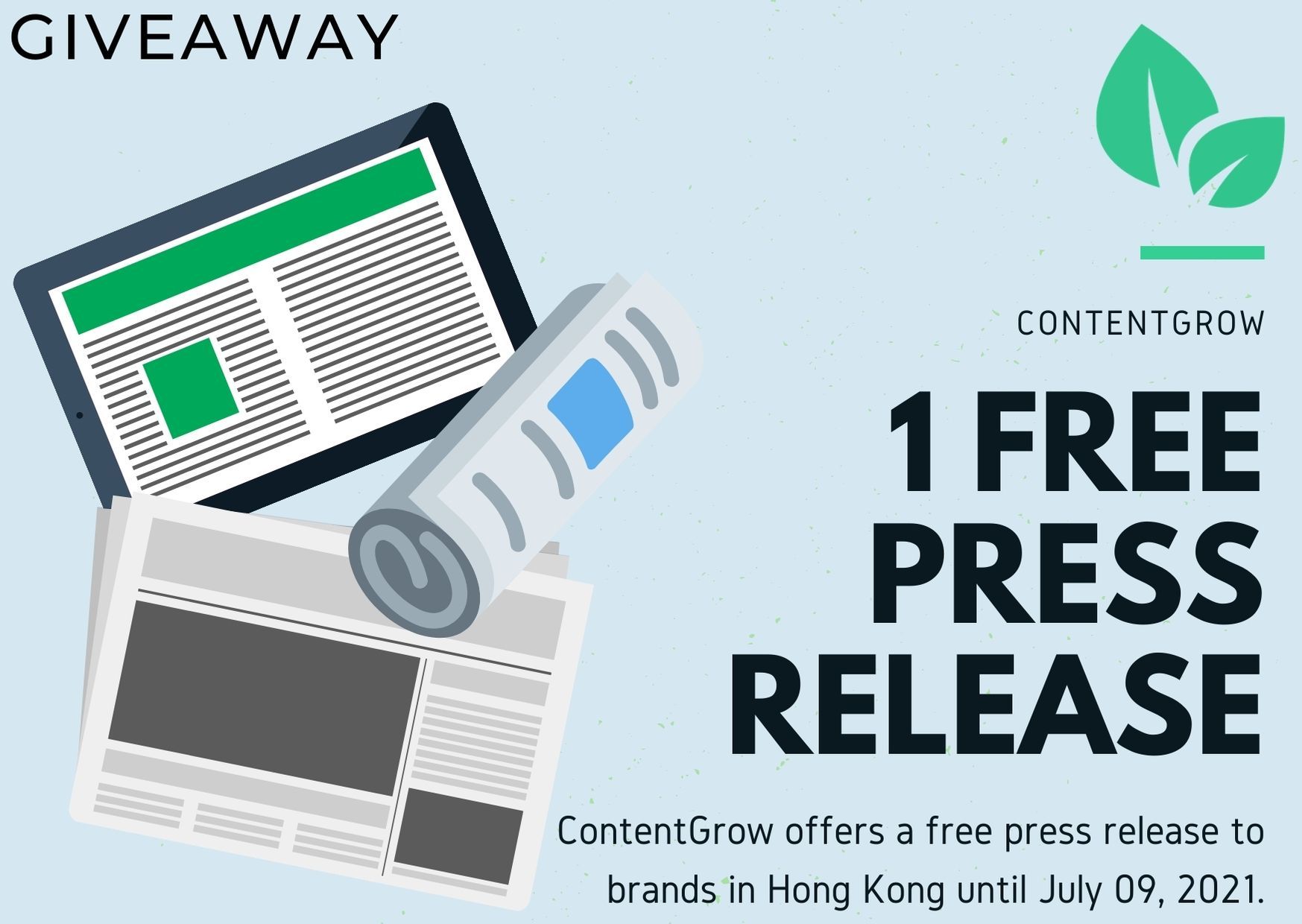 Giveaway: ContentGrow offers free press release to brands in Hong Kong