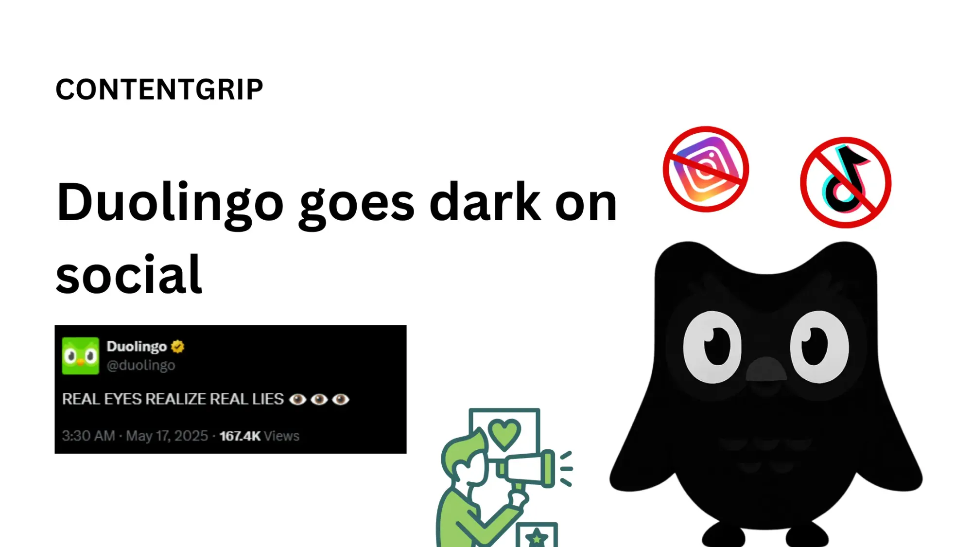 Duolingo goes dark on social